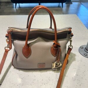 Dooney & Bourke Taupe and Tan Leather Satchel